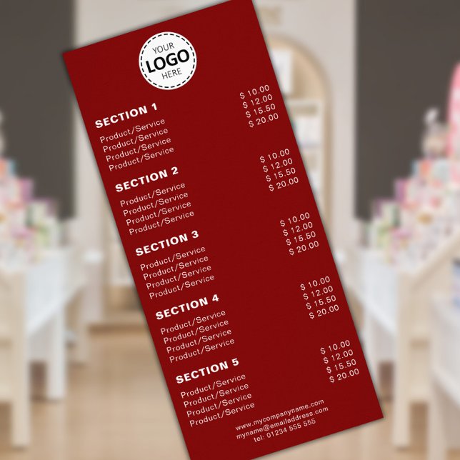 Custom Product/Services Simple Red Rack Card (Creator Uploaded)