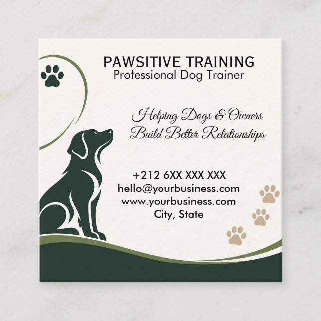 Custom Professiona Dog Trainer Business Card  (Front)