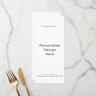 Custom Professional 4" x 9.25" Flat Menu Card