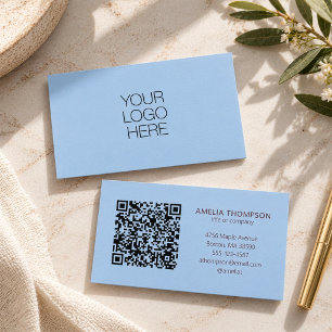 Custom Professional Business Logo Blue QR Code Card