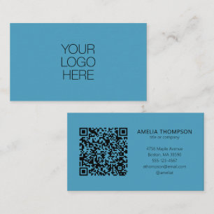Custom Professional Business Logo Blue QR Code Card