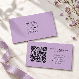 Custom Professional Business Logo Lavender QR Code Card