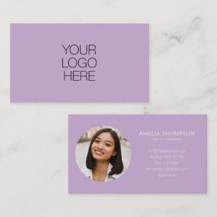 Custom Professional Business Logo Photo Lavender Card