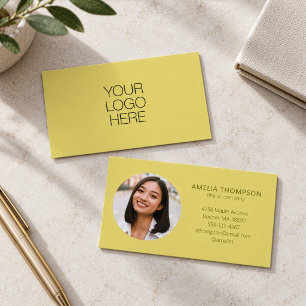 Custom Professional Business Logo Photo Yellow Card