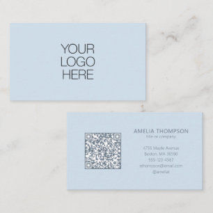 Custom Professional Business Logo Soft Blue QR Card