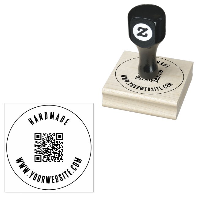 Custom Professional Business QR Code Modern Rustic Rubber Stamp (Stamped)