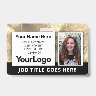 Custom Professional Corporate Employee Photo Name  ID Badge