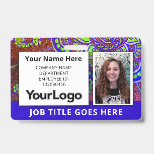 Custom Professional Corporate Employee Photo Name  ID Badge