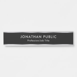 Custom Professional Elegant Black And Silver Home Door Sign