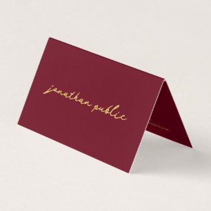 Custom Professional Elegant Red & Gold Folded Business Card