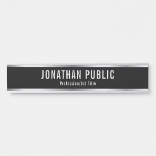 Custom Professional Elegant Template Black Silver Door Sign