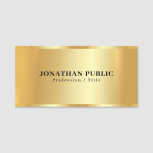 Custom Professional Elegant Trendy Glamorous Gold Name Tag
