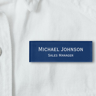 Custom Professional Executive Plain Blue Magnetic Name Tag