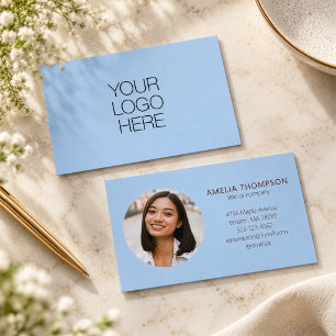 Custom Professional Logo Photo Blue Burgundy Business Card