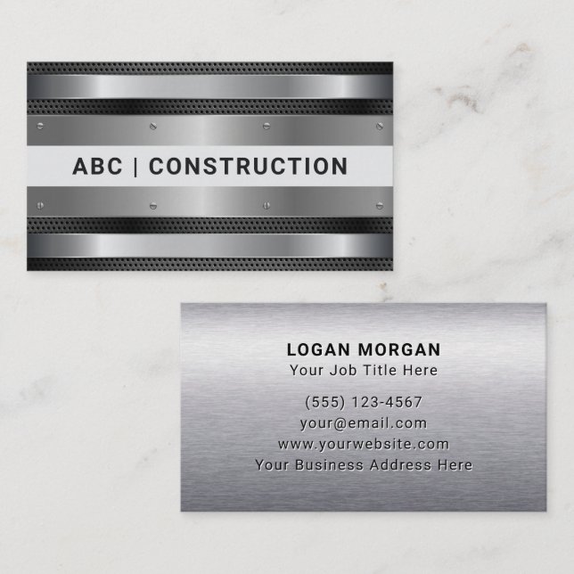 Custom Professional Metallic Construction Business Card (Front/Back)