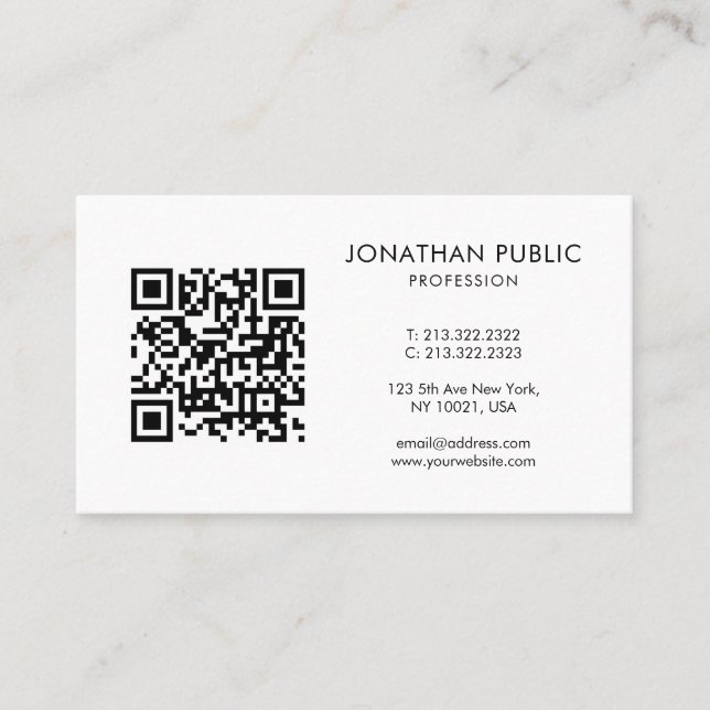 Custom Professional Modern Your QR Code Barcode Business Card (Front)