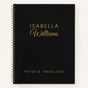 Custom Professional Notebook Modern Black Gold