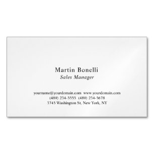 Custom Professional Plain Black & White Classical Magnetic Business Card