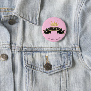 Custom Prom Queen Pink Button