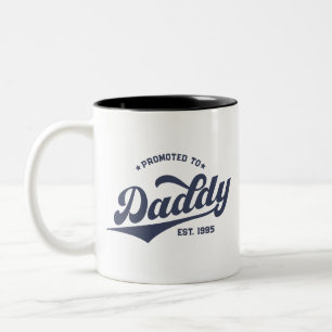 Custom Promoted to Daddy New Dad Father's Day Two-Tone Coffee Mug