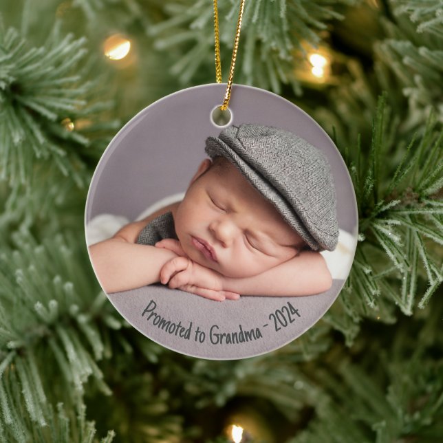 Custom Promoted to Grandma Photo Ceramic Tree Decoration (Tree)
