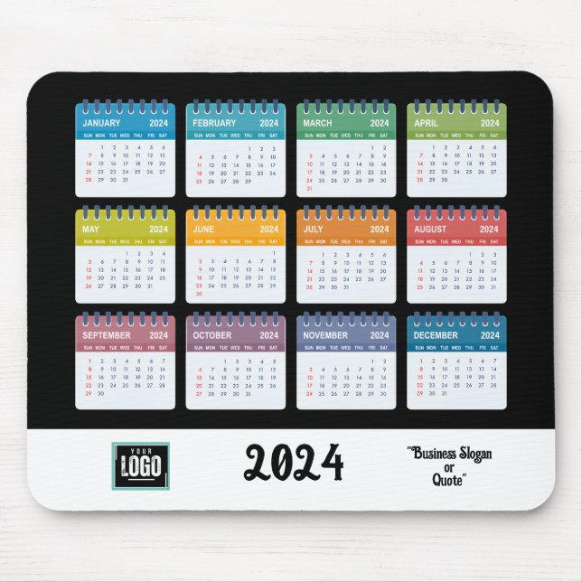 Custom Promotional Business Logo 2024 Calendar  Mouse Pad (Front)