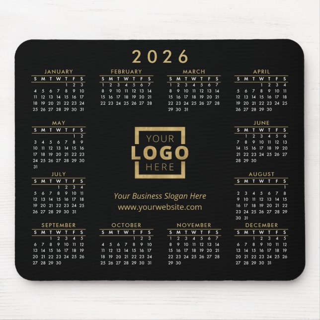 Custom Promotional Business Logo 2026 Calendar Mouse Pad (Front)