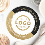 Custom Promotional Business Logo Branded Gold Round Paper Coaster<br><div class="desc">Create your own personalised coaster with your own company logo or custom image. Customised promotional coasters with your business logo are great for corporate dinner events, or any event where branded coasters would be ideal. If you have a restaurant, bar, catering company, or other food and beverage service business, this...</div>