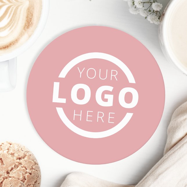 Custom Promotional Business Logo Branded Pink Round Paper Coaster (Creator Uploaded)