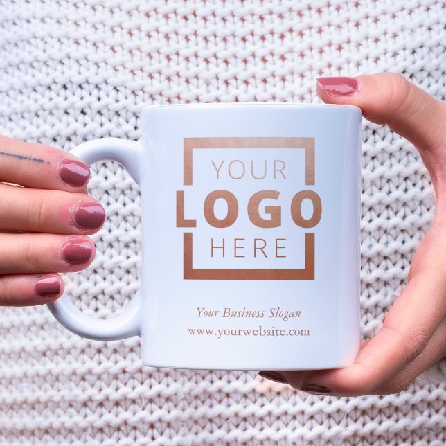 Custom Promotional Business Logo Branded Rose Gold Coffee Mug (Creator Uploaded)