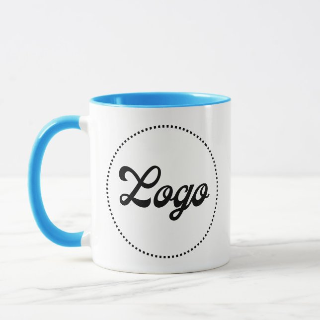 Custom Promotional LIGHT BLUE Combo Logo Mug (Left)