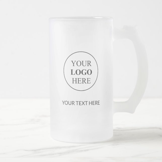 Custom Promotional Logo – No Minimum Order Frosted Glass Beer Mug (Right)