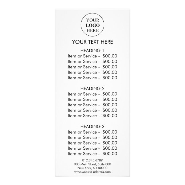 Custom Promotional Logo – No Minimum Order Rack Card (Front)