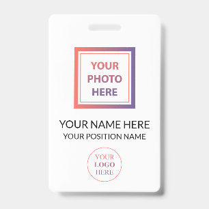 Custom Promotional Logo & Photo No Minimum Order ID Badge