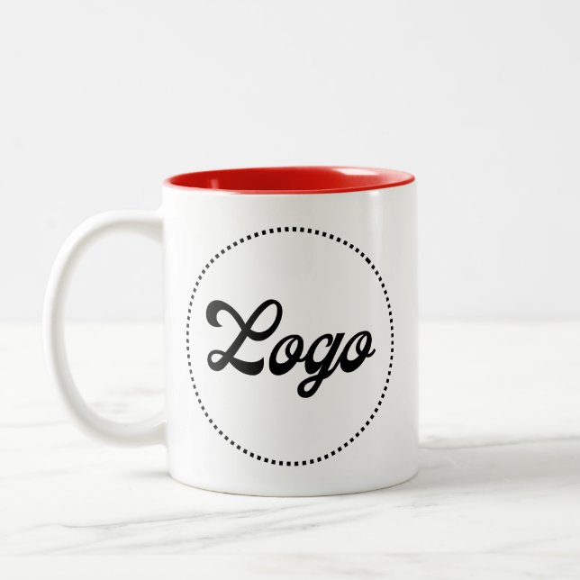 Custom Promotional RED Two-Tone Logo Mug (Left)