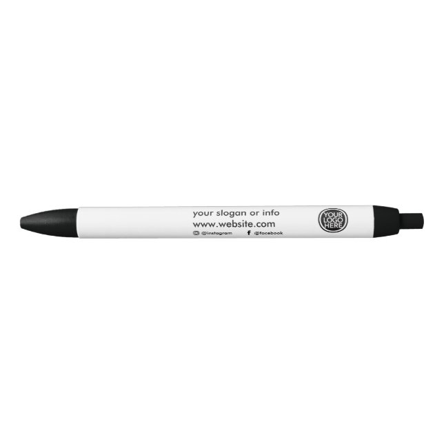 Custom Promotional Retractable Pen – Modern Black  (Front)