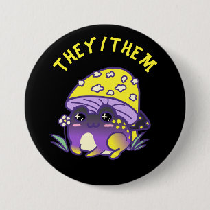 Custom Pronouns   Cottagecore LGBT Nonbinary Frog 7.5 Cm Round Badge