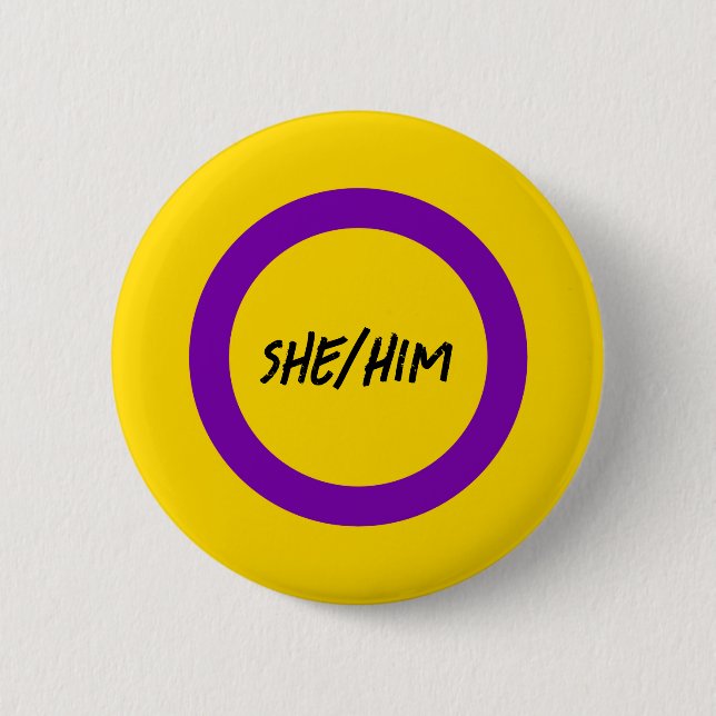 Custom Pronouns Intersex Pride Flag 6 Cm Round Badge (Front)