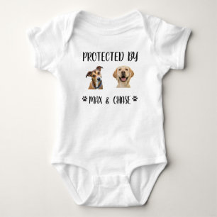 Custom Protected By Dog shirt, Protected By Pets  Baby Bodysuit