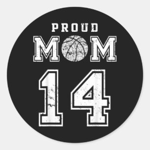 Custom Proud Basball Mum Number 14 Personalised Classic Round Sticker