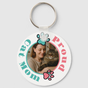Custom Proud Cat Mum Keychain with Photo