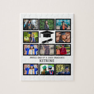 Custom proud dad of the graduate 11 photo collage jigsaw puzzle