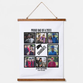 Custom Proud Dad of Year Graduation Photo Collage  Hanging Tapestry
