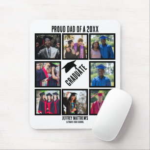 Custom Proud Dad of Year Graduation Photo Collage Mouse Pad