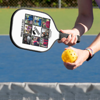 Custom Proud Dad of Year Graduation Photo Collage Pickleball Paddle