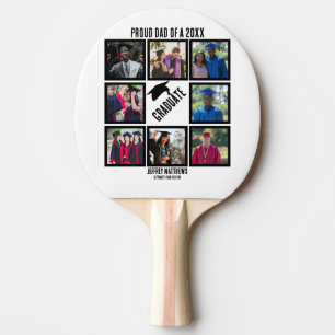 Custom Proud Dad of Year Graduation Photo Collage Ping Pong Paddle