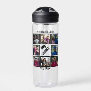 Custom Proud Dad of Year Graduation Photo Collage Water Bottle