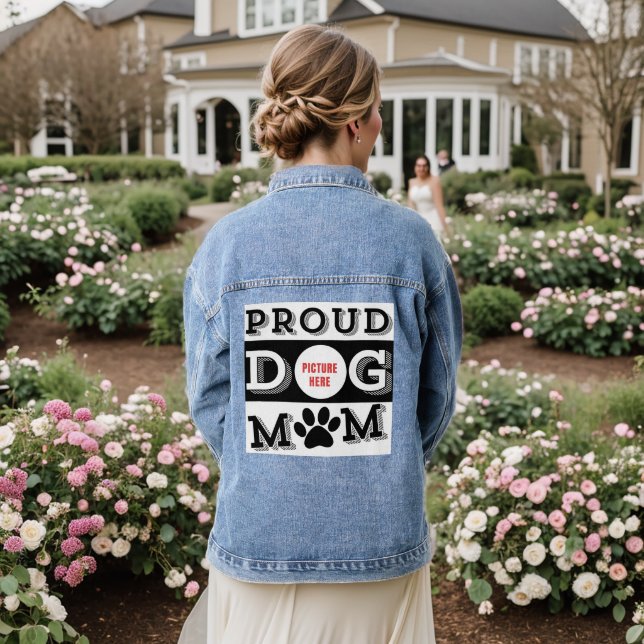 Custom Proud Dog Mum Pet Lover  Denim Jacket (Wedding Back)
