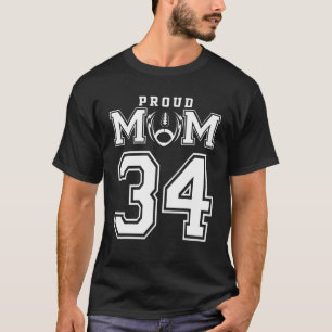 Custom Proud Football Mum Number 34 Personalised F T-Shirt