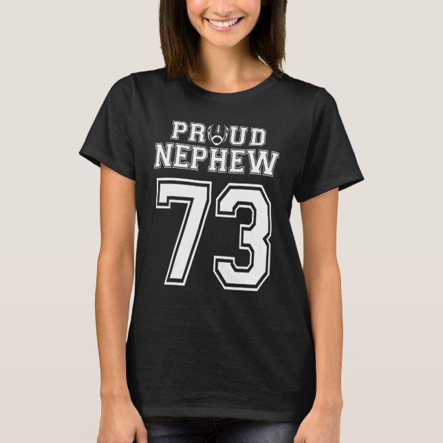 Custom Proud Football Nephew Number 73 Personalise T-Shirt (Front)